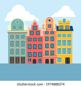 sweden Gamla Stan buildings illustration