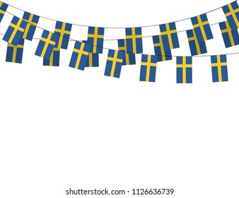 Sweden garland flag on white background