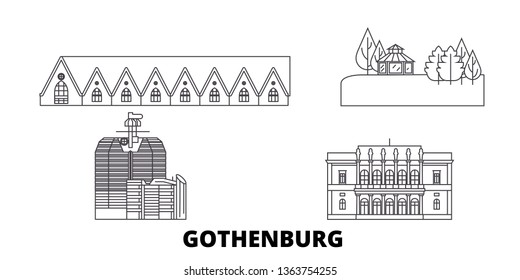 Sweden, Gothenburg line travel skyline set. Sweden, Gothenburg outline city vector illustration, symbol, travel sights, landmarks.