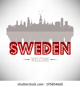 Sweden greeting card design, vector illustration.