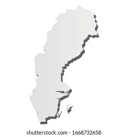 Sweden - grey 3d-like silhouette map of country area with dropped shadow. Simple flat vector illustration.
