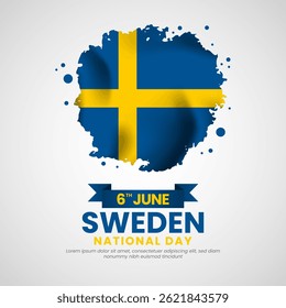 Sweden Grunge brush painted flag style for national day square banner background