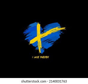 Sweden Grunge Flag Heart For Your Design