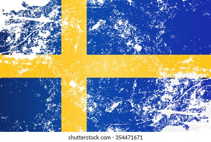 Sweden Grunge Texture Flag. Grunge effect can be cleaned easily.