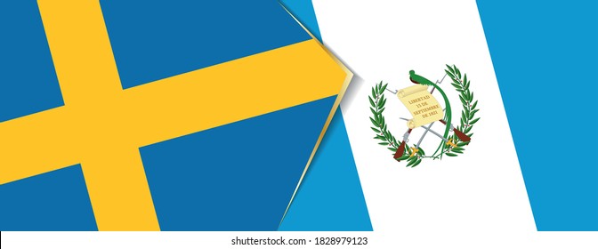 Sweden and Guatemala flags, two vector flags symbol of relationship or confrontation.