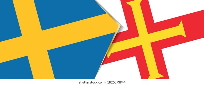 Sweden and Guernsey flags, two vector flags symbol of relationship or confrontation.