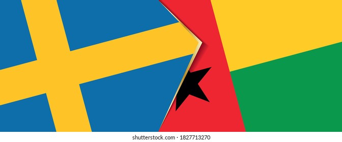 Schweden und Guinea-Bissau Flaggen, zwei Vektorflaggen Symbol für Beziehung oder Konfrontation.