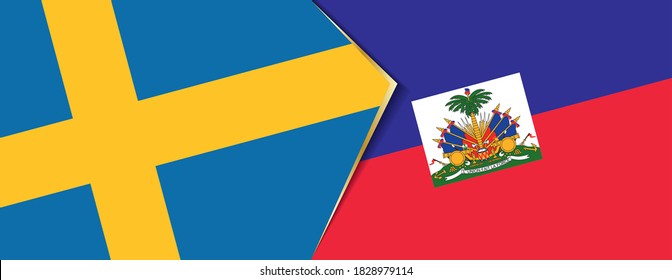 Sweden and Haiti flags, two vector flags symbol of relationship or confrontation.