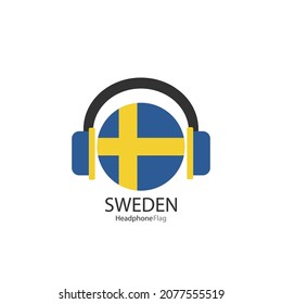 Sweden headphone flag vector on white background. 