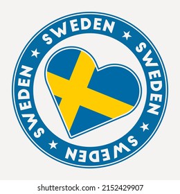 Schweden Herzenflagge. Aus Schweden mit Liebeslogo. Unterstützen Sie die Landesflagge. Vektorgrafik.