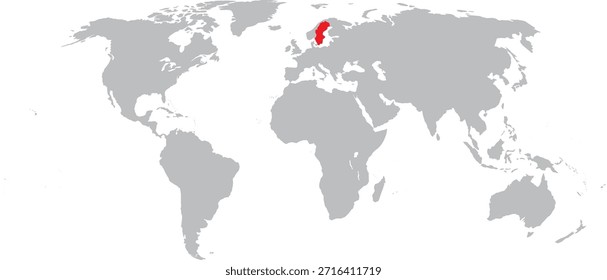 Suecia destacada en el diseño del Vector del mapa mundial