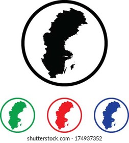 Sweden Icon Illustration with Four Color Variations