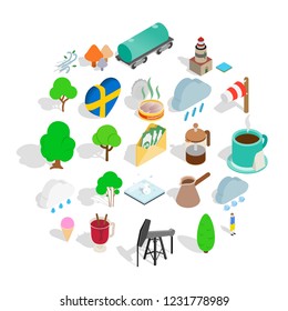 Sweden icons set. Isometric set of 25 sweden vector icons for web isolated on white background