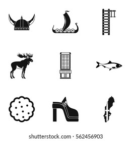 Sweden icons set. Simple illustration of 9 Sweden vector icons for web