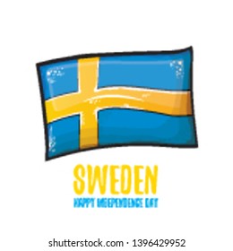 sweden indepedence day celebration banner or poster with greeting text and swedish flag. vector swedish national day greeting card.