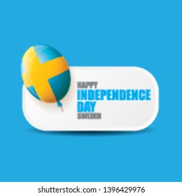 sweden indepedence day celebration banner or poster with greeting text and balloons in sky. vector swedish greeting card.