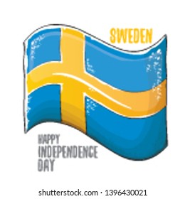 sweden indepedence day celebration banner or poster with greeting text and swedish flag. vector swedish national day greeting card.