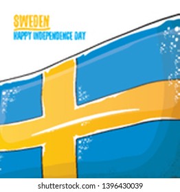 sweden indepedence day celebration banner or poster with greeting text and swedish flag. vector swedish national day greeting card.