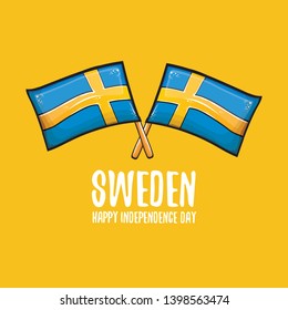 sweden indepedence day celebration banner or poster with greeting text and swedish flag. vector swedish national day greeting card.