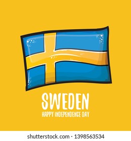 sweden indepedence day celebration banner or poster with greeting text and swedish flag. vector swedish national day greeting card.