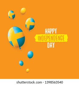 sweden indepedence day celebration banner or poster with greeting text and balloons in sky. vector swedish greeting card.