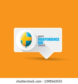 sweden indepedence day celebration banner or poster with greeting text and balloons in sky. vector swedish greeting card.