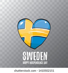 sweden indepedence day celebration funny banner or cartoon poster with greeting text and swedish flag. vector swedish national day greeting card design template. 