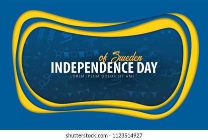 Sweden. Independence day greeting card. Paper cut style