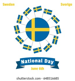 Sweden independence day. Sverige national day june 6th vector illustration 