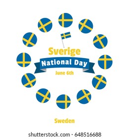 Sweden independence day. Sverige national day june 6th vector illustration 