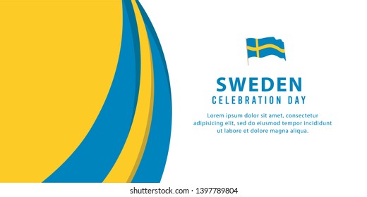 SWEDEN INDEPENDENCE DAY VECTOR TEMPLATE. DESIGN FOR BANNER, GREETING CARDS OR PRINT.