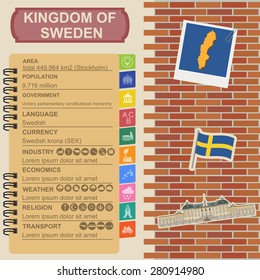 Sweden  infographics, statistical data, sights. Vector illustration