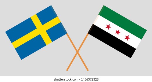 Sweden and Interim Government of Syria. Crossed Swedish and Coalition flags