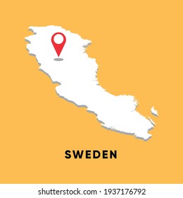 
Mapa isométrico de Suecia con diseño de ilustración vectorial de icono de ubicación