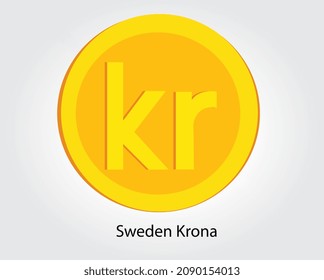 Sweden Krona Golden Vector Illustration. Sweden Krona Money Currency