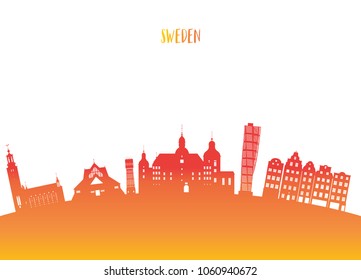 Sweden Landmark Global Travel And Journey paper background. Vector Design Template.used for your advertisement, book, banner, template, travel business or presentation.