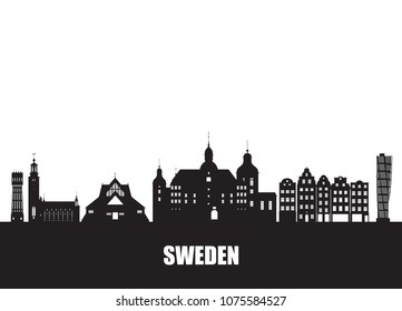 Sweden Landmark Global Travel And Journey paper background. Vector Design Template.used for your advertisement, book, banner, template, travel business or presentation.