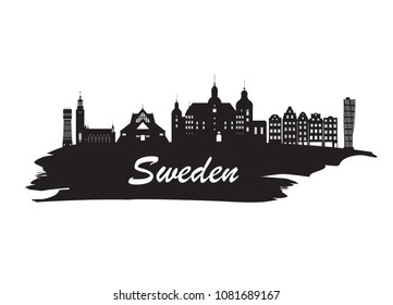 Sweden Landmark Global Travel And Journey paper background. Vector Design Template.used for your advertisement, book, banner, template, travel business or presentation.