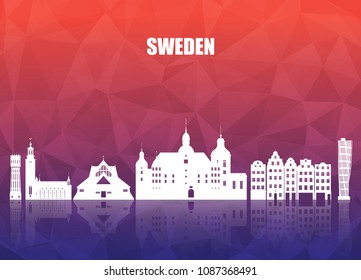 Sweden Landmark Global Travel And Journey paper background. Vector Design Template.used for your advertisement, book, banner, template, travel business or presentation.