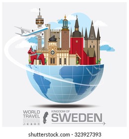 Sweden Landmark Global Travel And Journey Infographic Vector Design Template