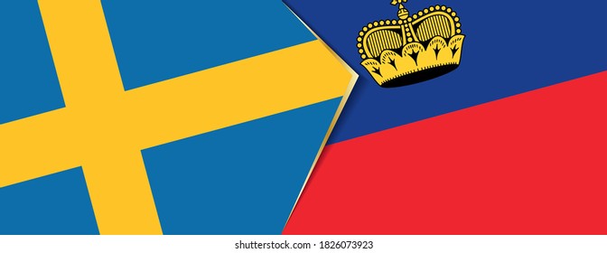 Banderas de Suecia y Liechtenstein, dos banderas vectoriales símbolo de relación o enfrentamiento.