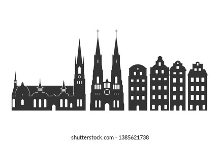 Sweden logo. Isolated Swedish architecture on white background