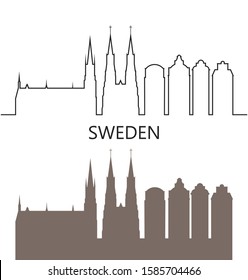 Sweden logo. Isolated Swedish architecture on white background