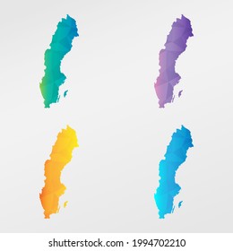 Sweden Low Poly Map Clip Art Design. Geometric Polygon Graphic National Icon. Vector Illustration Symbol.