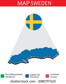 Sweden map area vector illustration flag geography