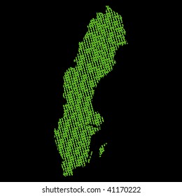 Sweden map with binary code illustration