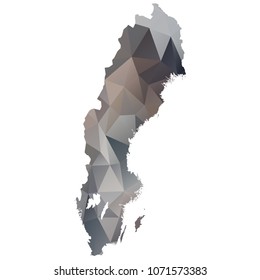 sweden map - Black, grey, geometric rumpled low poly style gradient graphic background, polygonal design for your. Vector illustration eps 10.