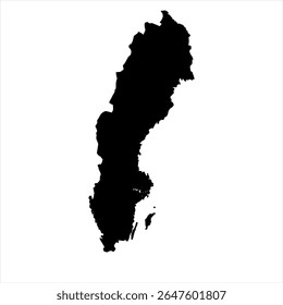 Sweden Map - black World Map International vector template with High detailed isolated on white background - Vector