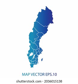 Schweden Karte, blaue Farbverlauf-Farbe , Infografik-Stil , auf weißem Hintergrund mit Map World. Drahtrahmen-3D-Maschen, Karte 3D,