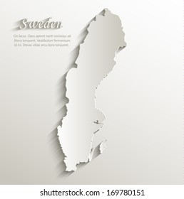 Sweden map card paper 3D natural vector